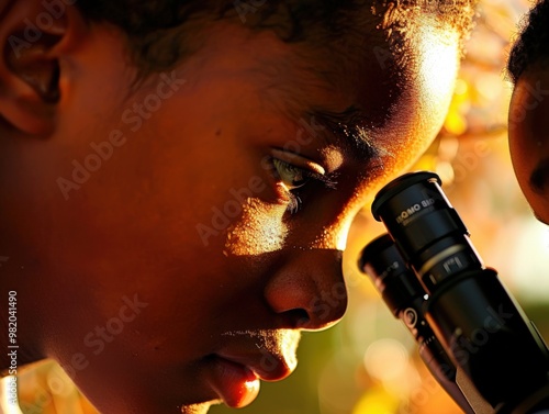 A close-up shot of students in a science class outdoors