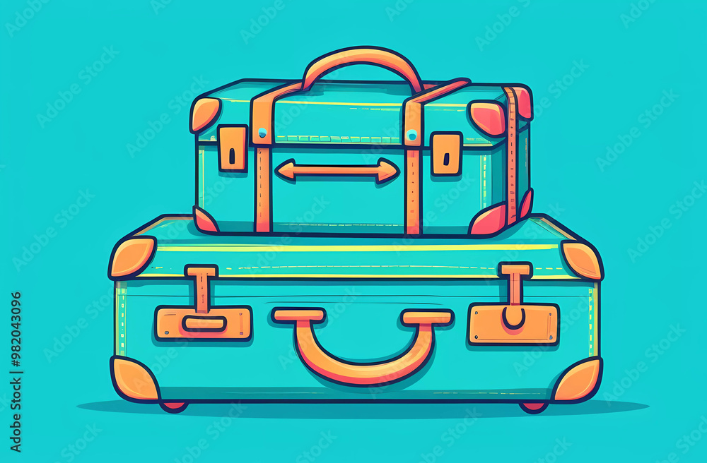 Hand drawn illustration of suitcase. Generative AI Hand drawn illustration of suitcase. Generative AI