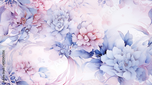 Wallpaper Mural Elegant pink and purple floral pattern with a watercolor effect on a soft background for design purposes Torontodigital.ca