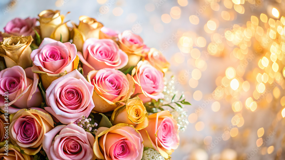 Pink gold roses arranged in a beautiful bouquet, flowers, pink, gold, roses, bouquet, elegance, romantic, gift Pink gold roses arranged in a beautiful bouquet, flowers, pink, gold, roses, bouquet, elegance, romantic, gift