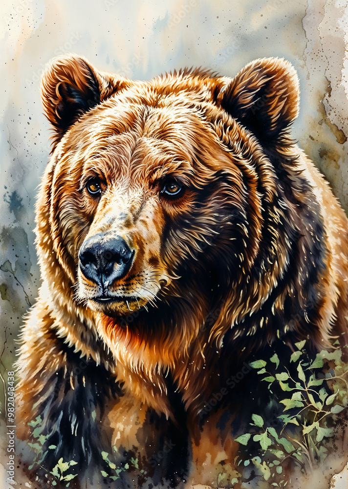 Digital painting of a brown bear. Digital painting of a brown bear.