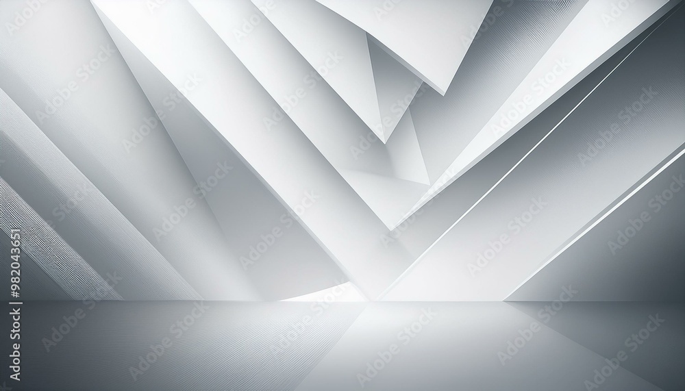 Abstract White Geometric Background with Gradient Shades and Soft Light Reflections Abstract White Geometric Background with Gradient Shades and Soft Light Reflections