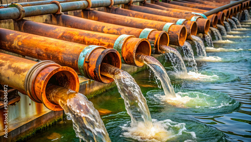 Wallpaper Mural Rusty pipes leaking into water causing pollution, rust, pipes, water, pollution, environmental, contamination, rusty, metal Torontodigital.ca