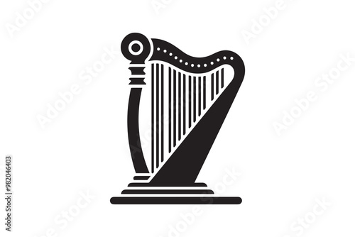  Harp silhouette clipart vector illustration