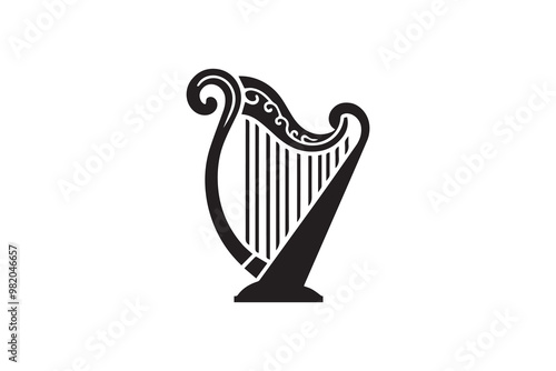  Harp silhouette clipart vector illustration