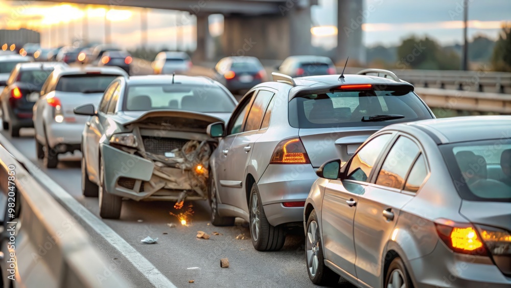Highway Accident Background Image with Multiple Damaged Cars and Traffic Delay
Highway Accident Background Image with Multiple Damaged Cars and Traffic Delay