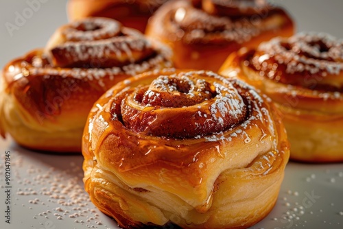 Sweet Glazed Cinnamon Rolls Pastry Delight photo