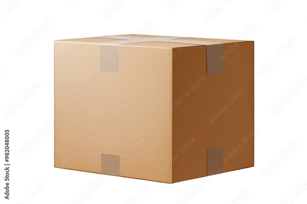 Closed cardboard box with copy space on transparent background Closed cardboard box with copy space on transparent background