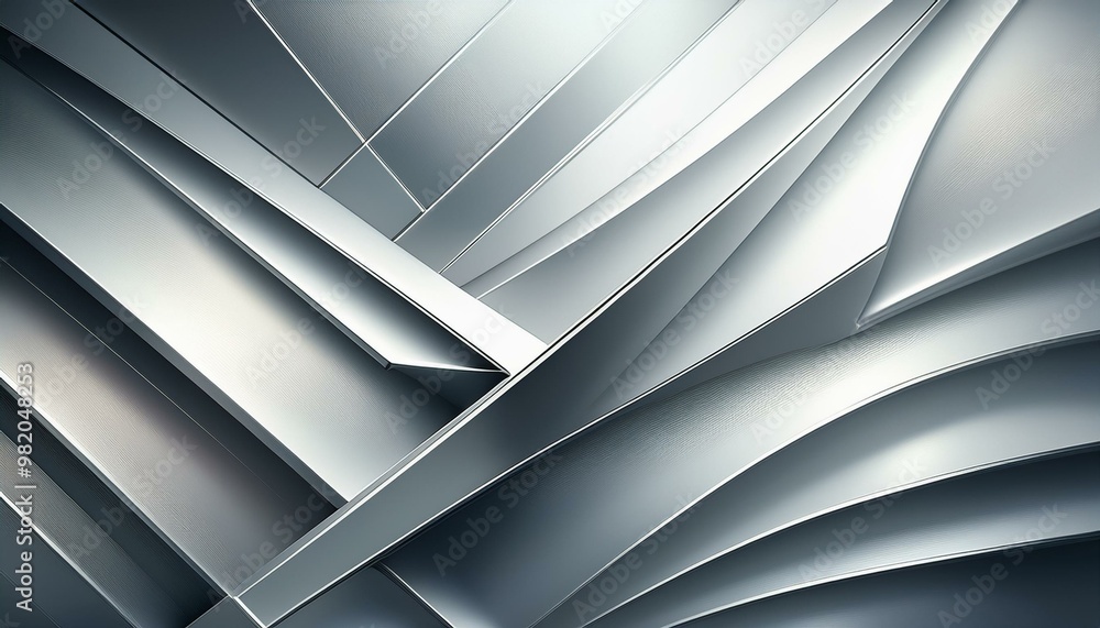 Abstract Silver Geometric Background with Gradient Shades and Soft Light Reflections Abstract Silver Geometric Background with Gradient Shades and Soft Light Reflections
