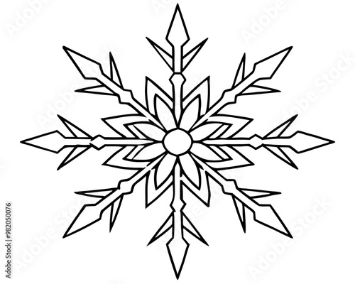 doodle snowflake outline coloring book page line art drawing