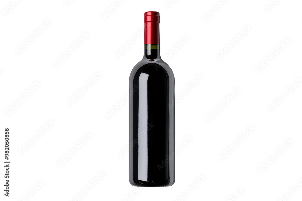 Sealed whole bottle of red wine on transparent background Sealed whole bottle of red wine on transparent background