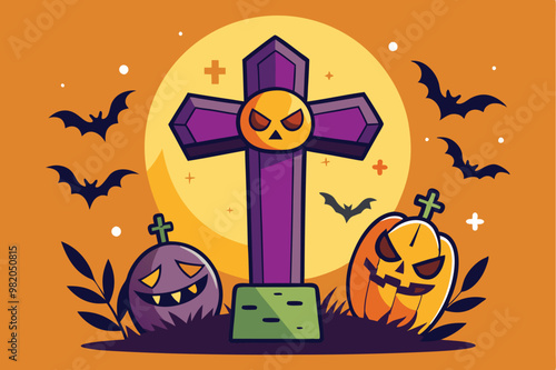 Halloween Crosses Template Vector Illustration