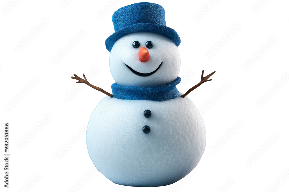 Funny 3D snowman in a hat and scarf on a transparent background Funny 3D snowman in a hat and scarf on a transparent background