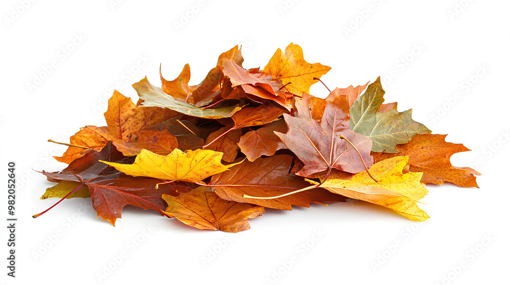 Pile of autumn colored leaves isolated on white background Pile of autumn colored leaves isolated on white background