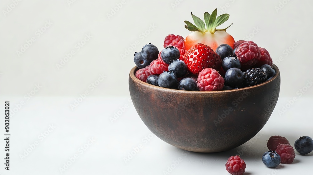 Bowl of fresh berries, including blueberries, raspberries, and strawberries. Bowl of fresh berries, including blueberries, raspberries, and strawberries.