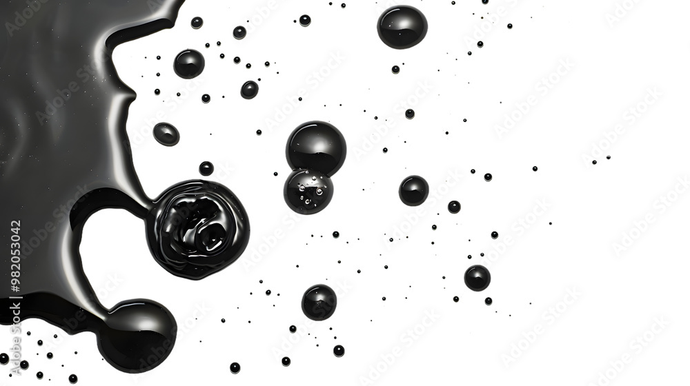 Drops of black sauce liquid top view isolated on transparent background Drops of black sauce liquid top view isolated on transparent background