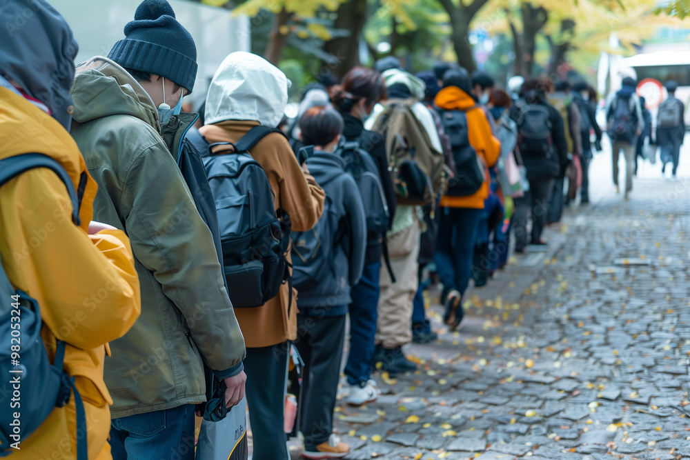 Fototapeta premium 長蛇の列ができる風景