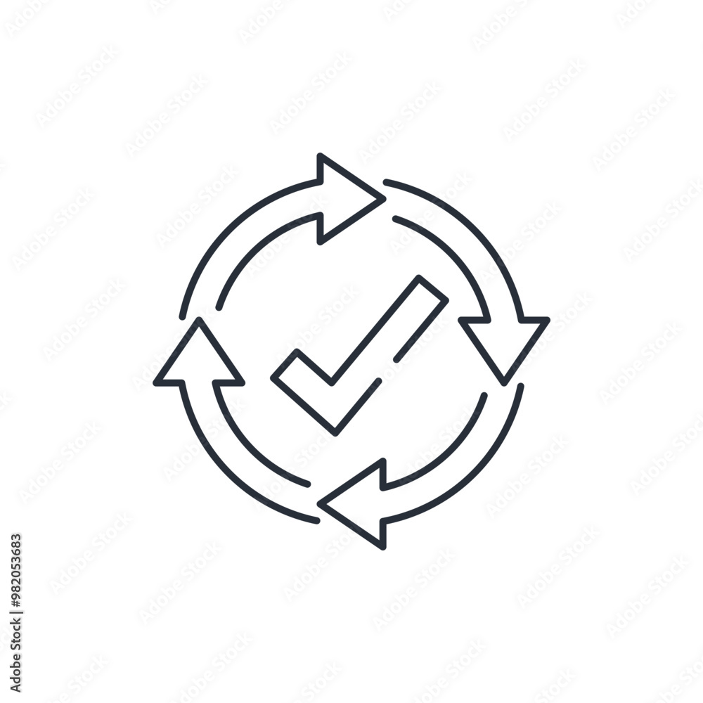 Constantly moving. Regular changes. Vector linear icon isolated on white background. Constantly moving. Regular changes. Vector linear icon isolated on white background.