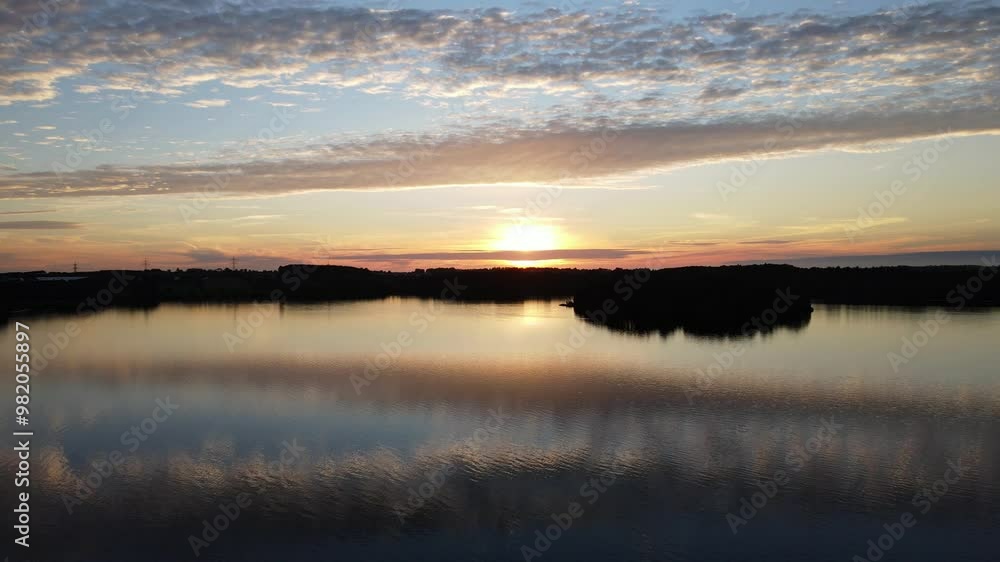 Aerial Drone Shot of Lake Stokkavatnet at Sunset, Stavanger, Norway Aerial Drone Shot of Lake Stokkavatnet at Sunset, Stavanger, Norway