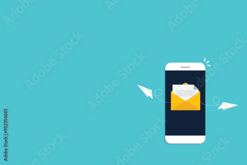 Newsletter. vector illustration of email marketing. subscription to newsletter, news, offers, promotions. a letter and envelope. subscribe, submit. send by mail.