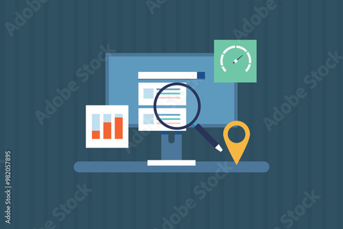 Website loading speed optimization for SEO, Search engine ranking, website speed test, Website traffic. Vector illustration background.