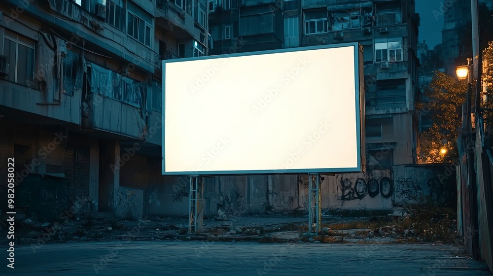 A white blank billboard in an urban area, ready for customized content. A white blank billboard in an urban area, ready for customized content.