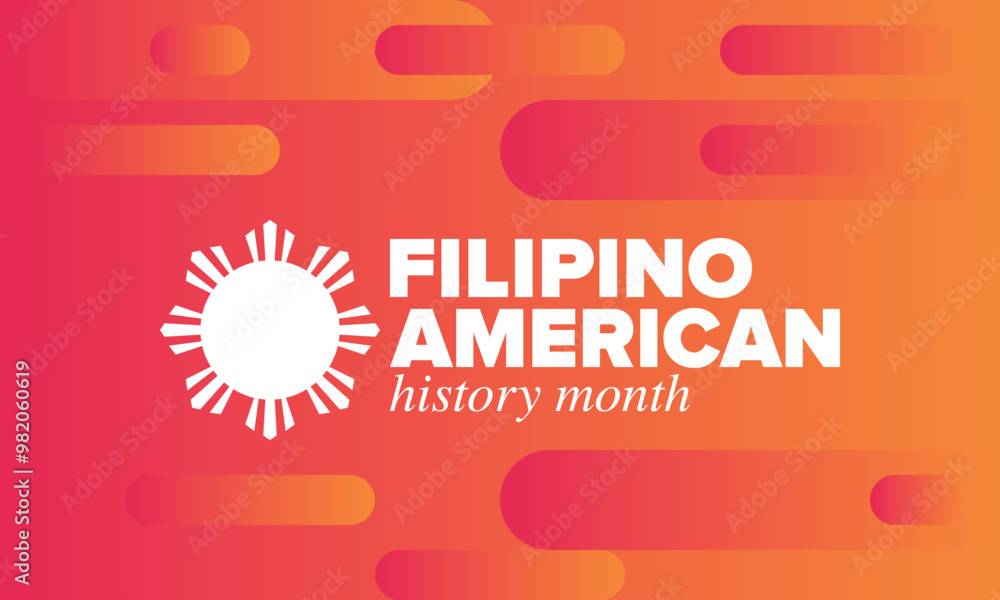 Obraz premium Filipino American History Month. Happy holiday celebrate annual in October. Filipinos and United States flag. Culture month. Patriotic design. Poster, card, banner, template. Vector illustration