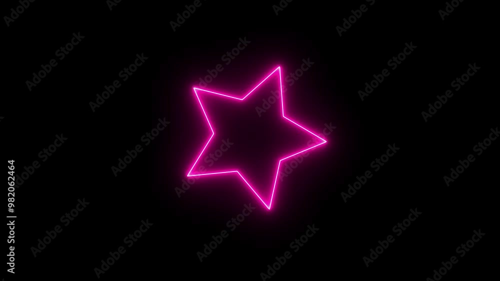 Neon light star frame loading icon background. Abstract neon shine glowing color star icon animation on background. Neon light star frame loading icon background. Abstract neon shine glowing color star icon animation on background.
