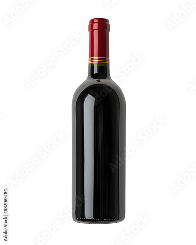 Red wine bottle mock up isolated on transparent background