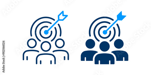 Team target icons on white background. Vector illustration.