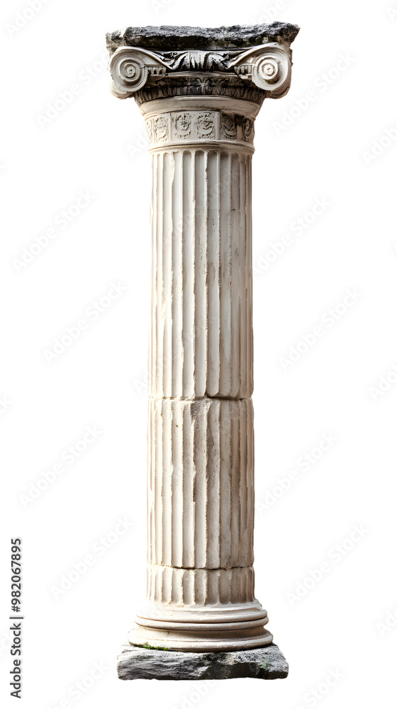Fototapeta premium Ancient Greek column isolated on transparent background