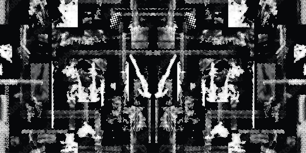 Pattern with halftone dots. Cyber punk seamless dotted pattern .Futuristic background . Pattern with various halftone dots elements .Endless dot pattern texture. Halftone effect .Vector Pattern with halftone dots. Cyber punk seamless dotted pattern .Futuristic background . Pattern with various halftone dots elements .Endless dot pattern texture. Halftone effect .Vector