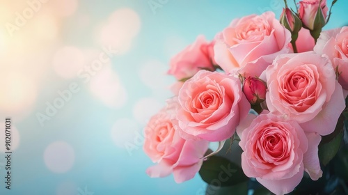 Pink roses, flowing brushstrokes, gentle petals, romantic atmosphere, watercolor style