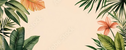 Tropical vines, vibrant foliage, rainforest setting, botanical watercolor style