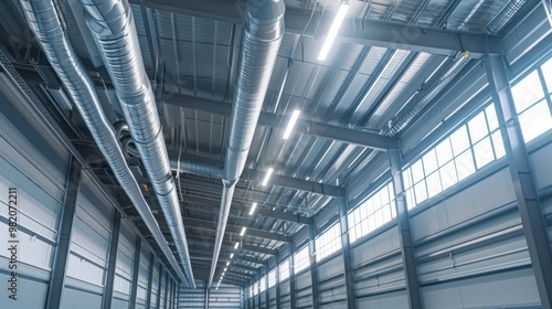 Industrial Building Interior with Large Ventilation System