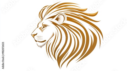 Wallpaper Mural Stylized lion vector art with flowing mane and sharp contours, exuding strength and elegance on a crisp white background Torontodigital.ca