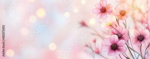 Close-up wildflowers, soft pastel palette, pure and fresh, watercolor style