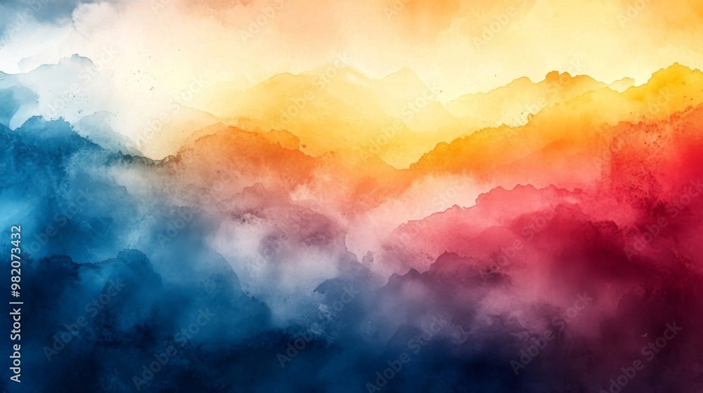 Naklejka premium Abstract Watercolor Landscape of Mountains