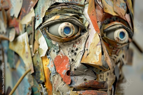 Vibrant display of recycled art at an engaging exhibition