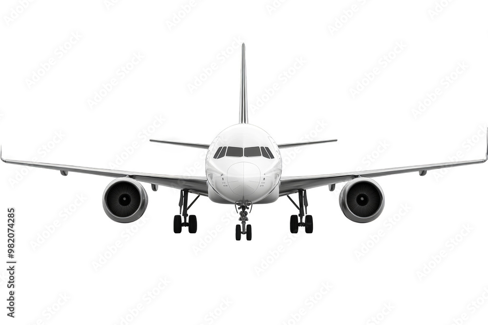 Naklejka premium Passenger airplane front view on transparent background