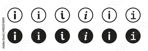 Information sign icon set in flat style. Info buttons for application and website.