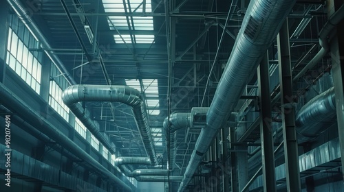 Industrial Interior with Pipes and Structure