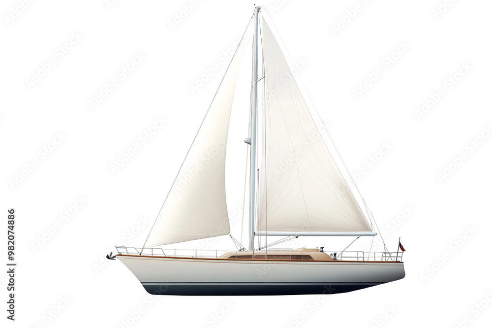 Sailing yacht full size mockup on transparent background Sailing yacht full size mockup on transparent background