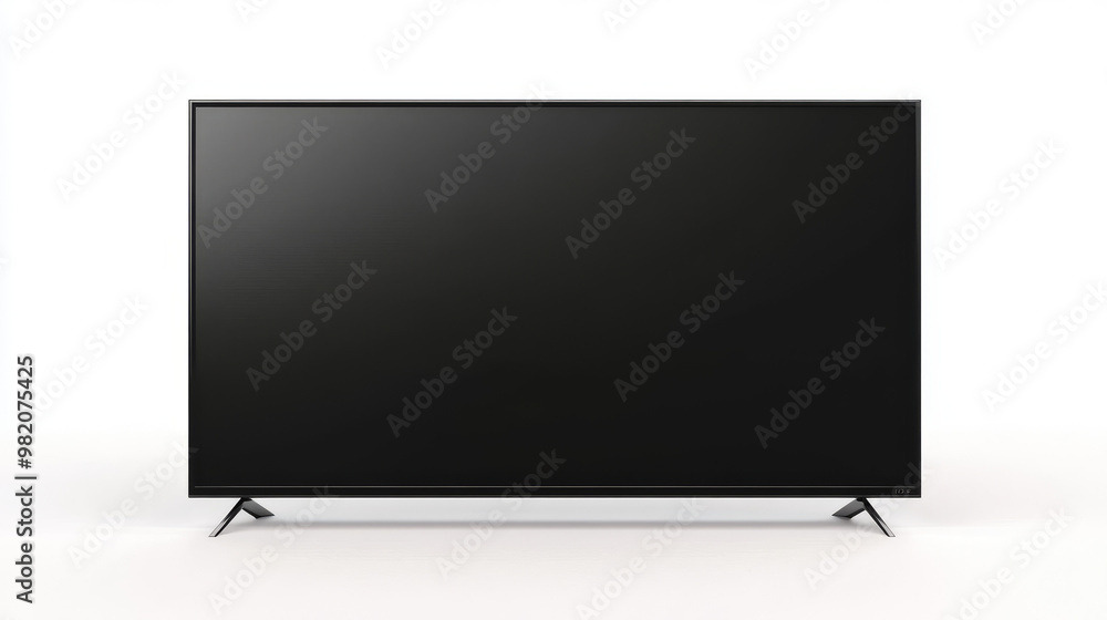 Realistic mockup of a 4K flat-screen LCD, OLED, or plasma TV with a white blank HD monitor on an isolated white background. The screen displays a picturesque nature landscape, showcasing modern video Realistic mockup of a 4K flat-screen LCD, OLED, or plasma TV with a white blank HD monitor on an isolated white background. The screen displays a picturesque nature landscape, showcasing modern video