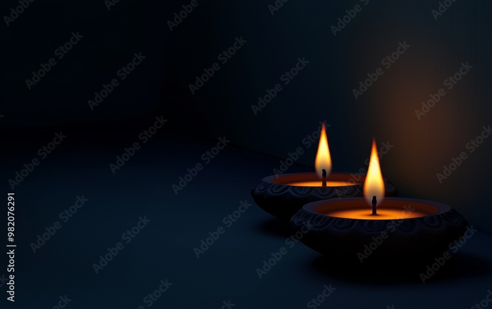 Happy Diwali Diya lamps lit during Diwali, Hindu festival of lights celebration. Diwali diya oil lamps holiday background. Creating a festive and decorative composition Happy Diwali Diya lamps lit during Diwali, Hindu festival of lights celebration. Diwali diya oil lamps holiday background. Creating a festive and decorative composition