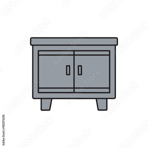 Furniture icon, logo, Colorful cabinet with doors. Simple vector illustration of a cabinet with two doors, perfect for design projects. 