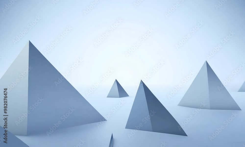 Small Pyramid Background Abstract Minimalist Pyramids in a Serene Landscape: A soft blue ...