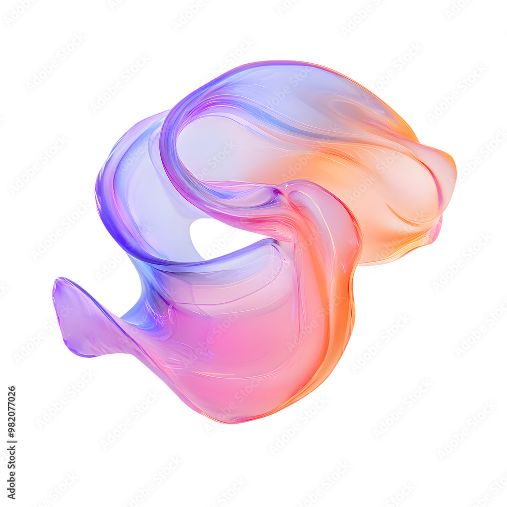 3D render of fluid translucent liquid shape with iridescent blue color isolated on transparent background 3D render of fluid translucent liquid shape with iridescent blue color isolated on transparent background