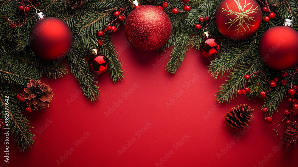 A festive background with Christmas decorations. A festive background with Christmas decorations.