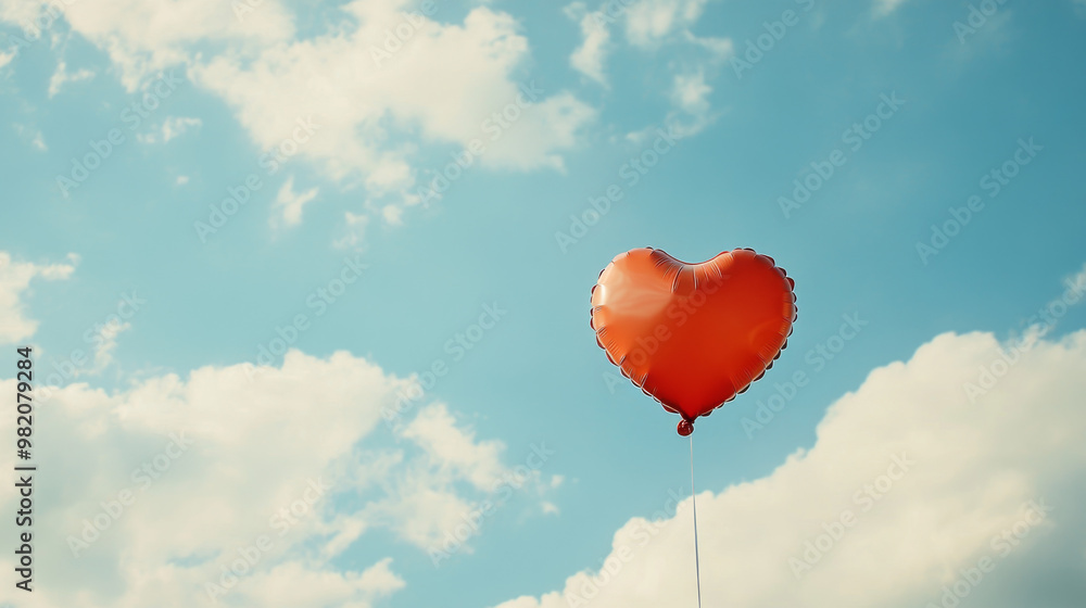 Fototapeta premium A red heart-shaped balloon that looks like it's floating in the air.